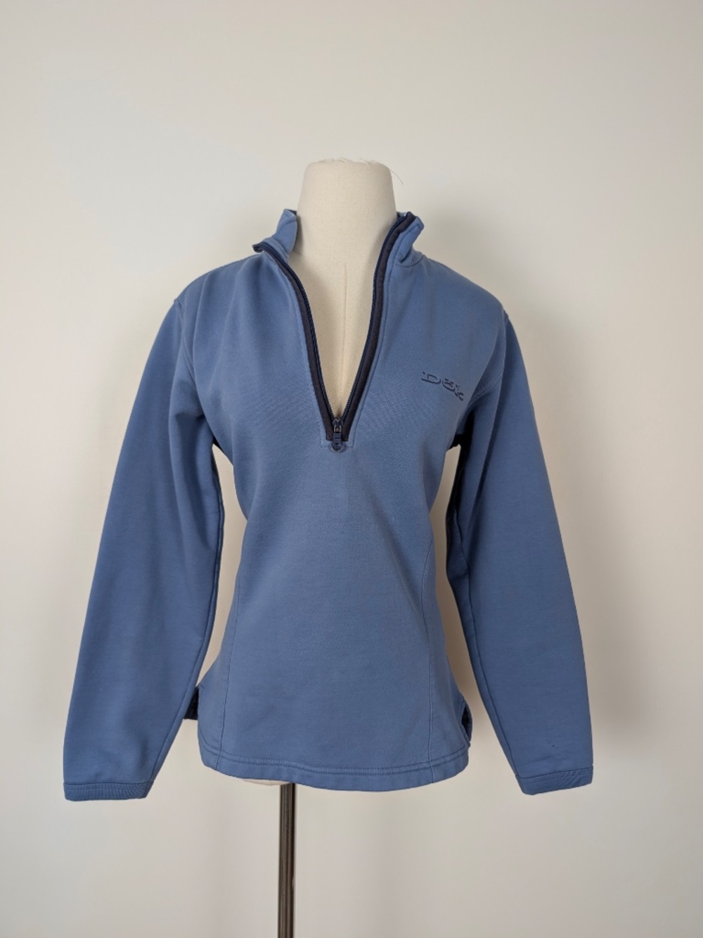 Dok Quarter Zip Sweater Pullover Blue Size Small Y2K Tenniscore - Picture 5 of 14